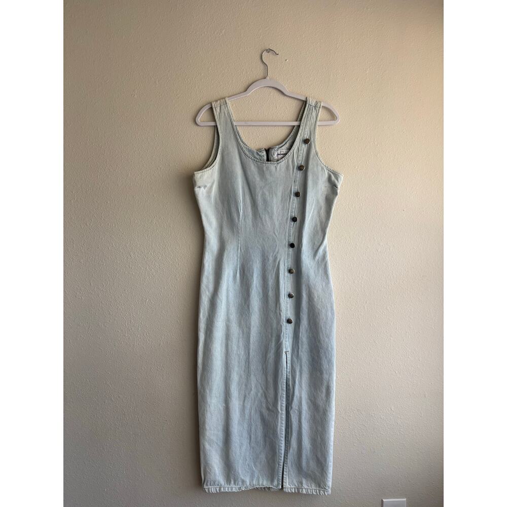 Vintage 90's Margo's Sport Denim Midi Dress grunge rocker biker retro coastal - Picture 3 of 8